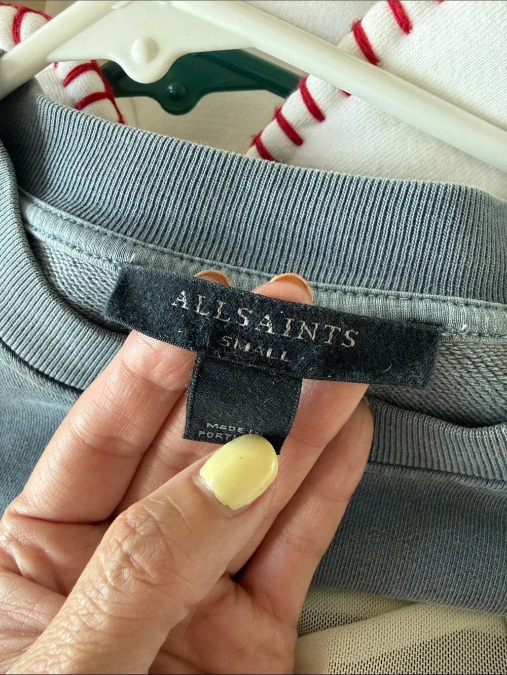 All Saints Faded Slate Blue Crewneck Sweatshirt - Small